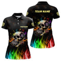 Custom Funny 3D Darts Skull Fire Personalized for Polo Shirts Women S-5XL