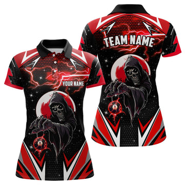 Custom Grim Reaper Red Billiard For League Polo Shirts Women's Polo Shirts S-5XL