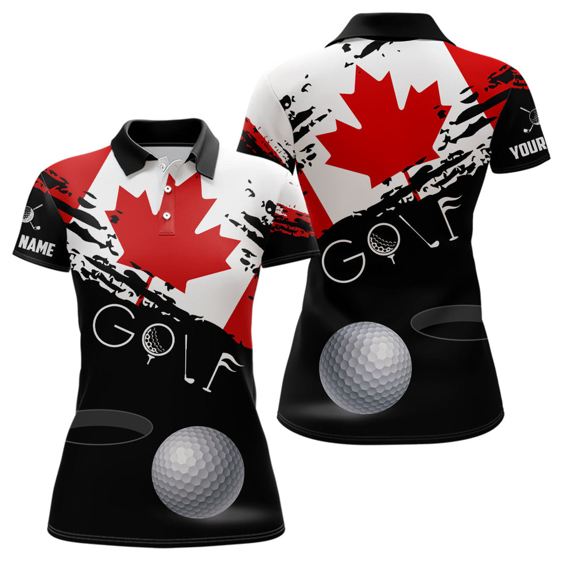 Custom Canada Flag Grunge Style Patriotic Golf Shirt Women's Polo Shirts S-5XL