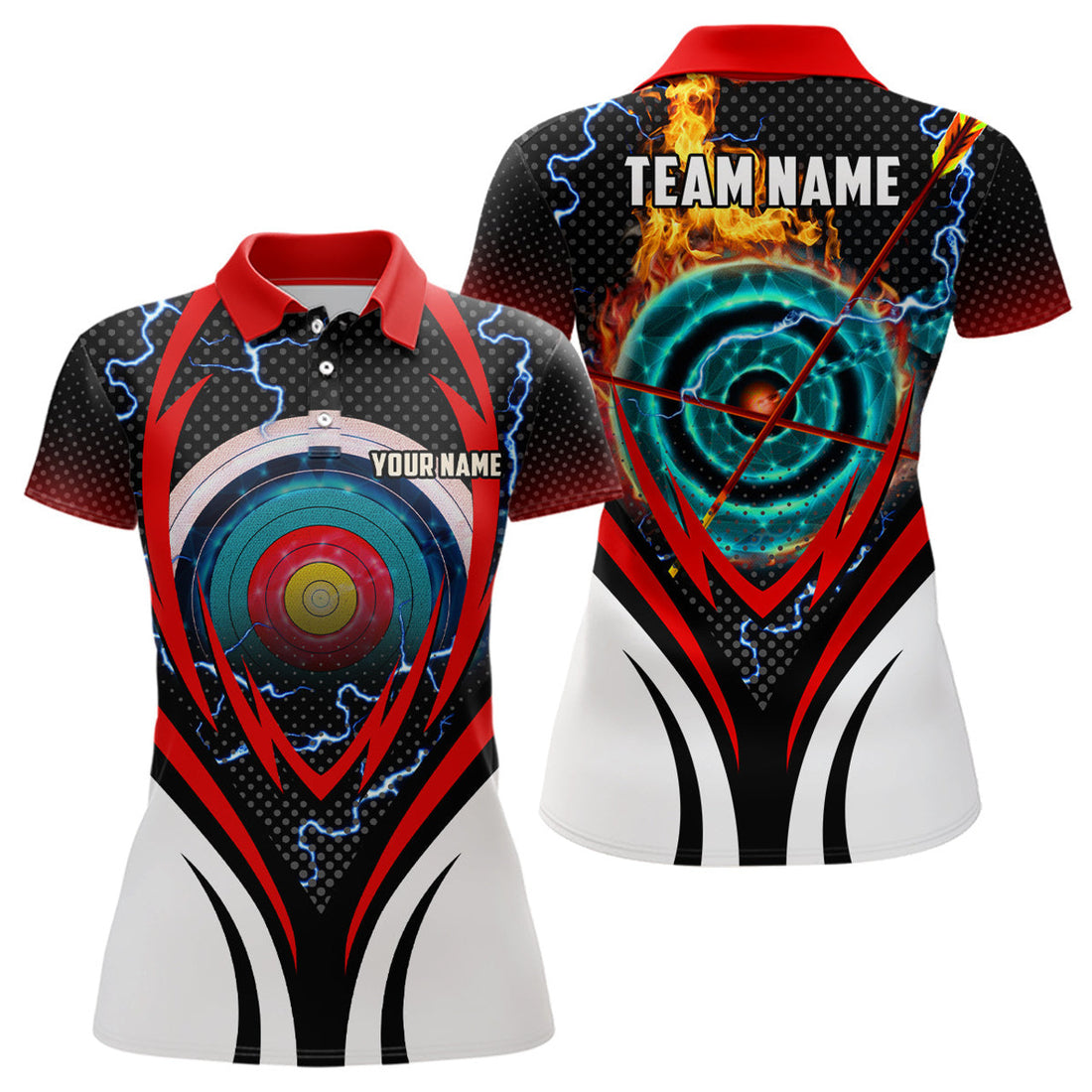 Custom Target Board On Flame Archery For Gifts For Women's Polo Shirts S-5XL