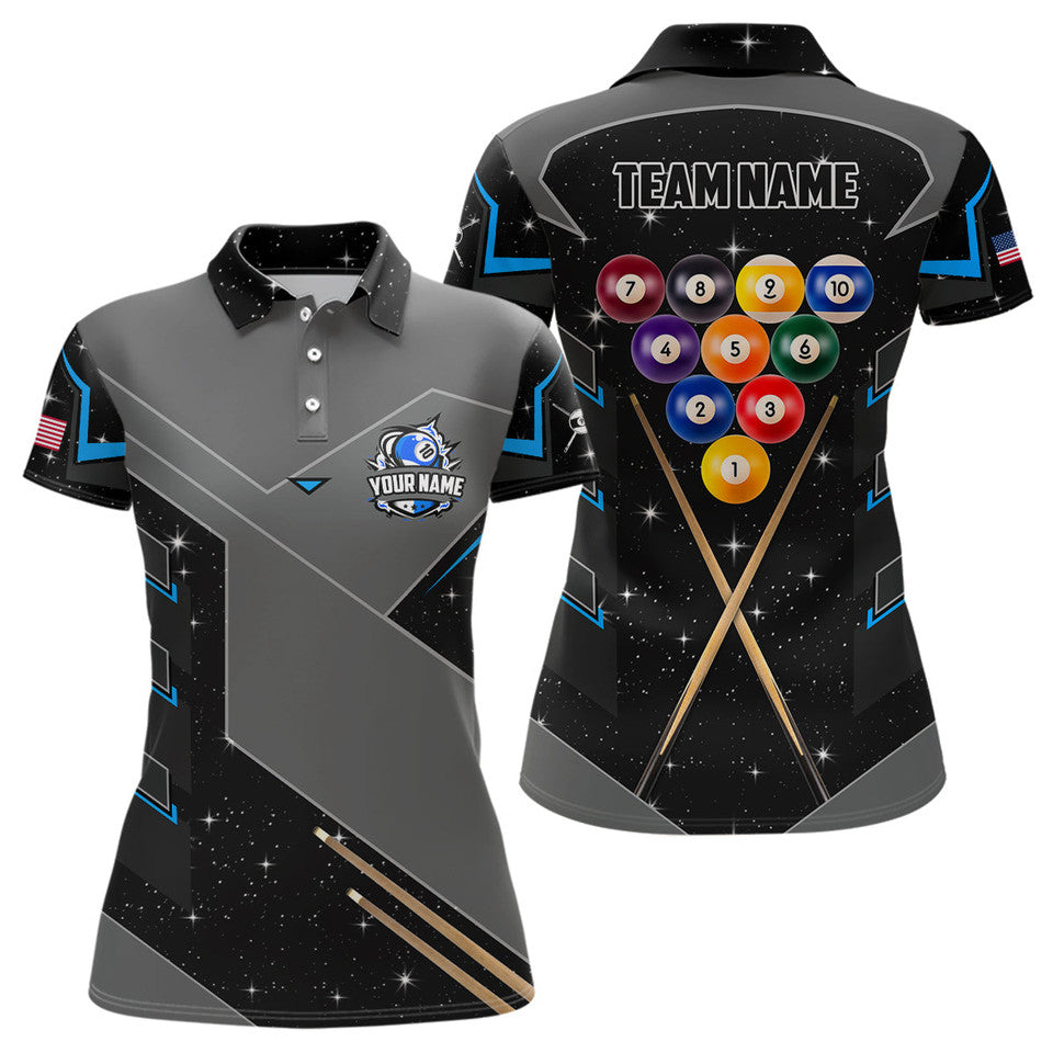 Custom Personalized 10 Ball Billiards Attire for Women Women's Polo Shirts S-5XL