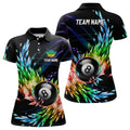 Custom Name Frozen Ice 8 Ball Billiard Shirt Colorful Style Women's Polo Shirts S-5XL