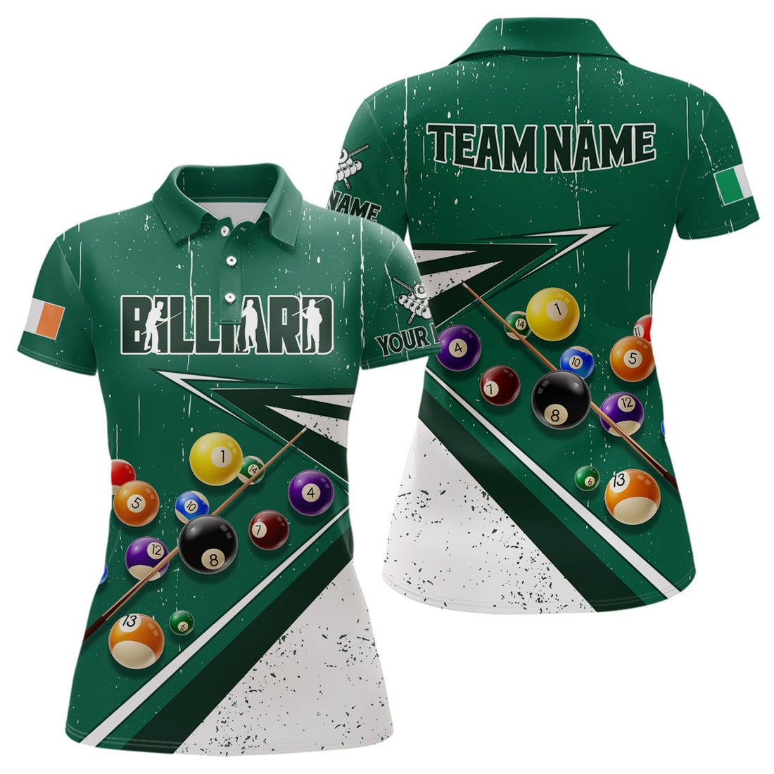 Custom White 3D Billiard Balls Patrick Day Shirt Design Women's Polo Shirts S-5XL