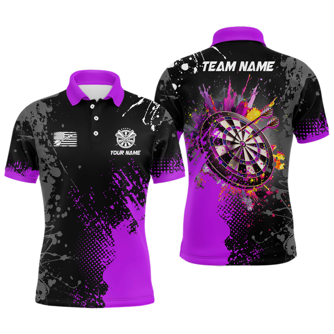 Personalized Purple 3D Dartboard Custom Jersey Men's Polo Shirt S-5XL