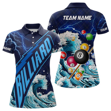 Custom Personalized Funny Billiard Balls With Waves Women Polo Shirts S-5XL