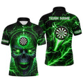 Custom Green Darts Skull Jersey Lightning Thunder Team Men's Polo Shirt S-5XL
