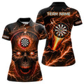 Custom Orange Darts Skull Lightning Thunder Team League Women's Polo Shirts S-5XL