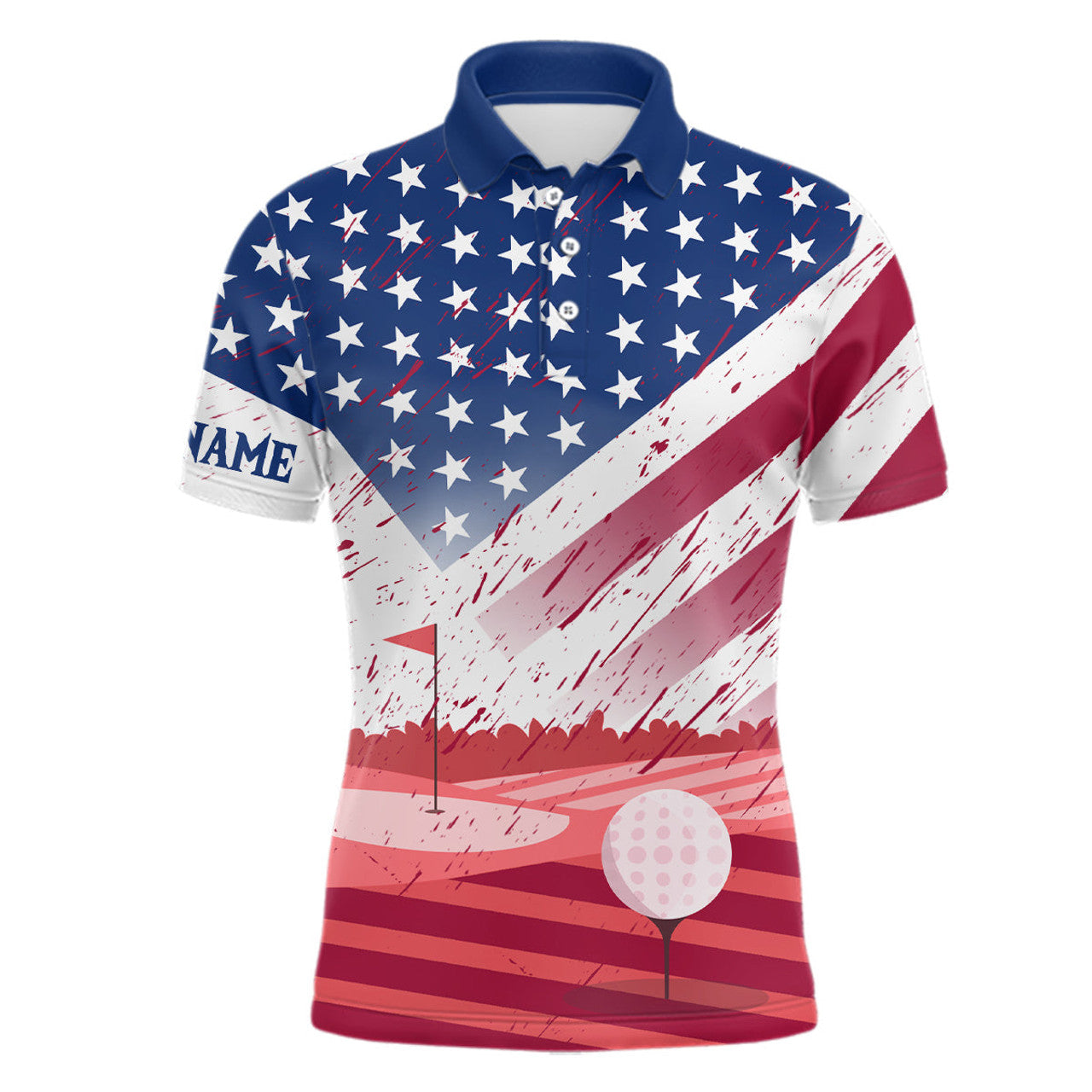 Custom American Flag Patriotic Golf Polo Shirt For Team Mens Polo Shirt S-5XL
