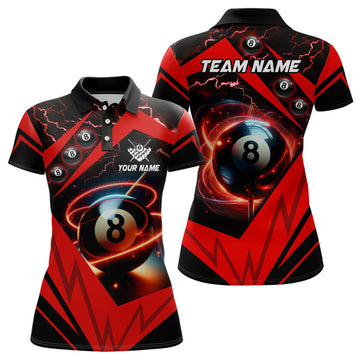 Custom Red 8 Ball Pool Billiard For Team League Women's Polo Shirts S-5XL