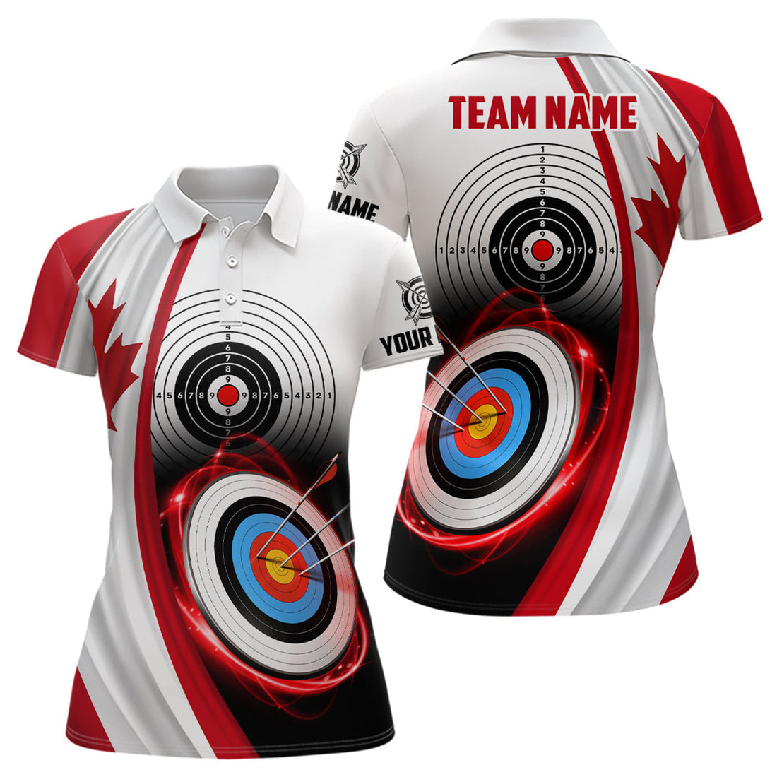 Custom Canadian Flag Archery Shirt Patriotic 3D Style Women's Polo Shirts S-5XL