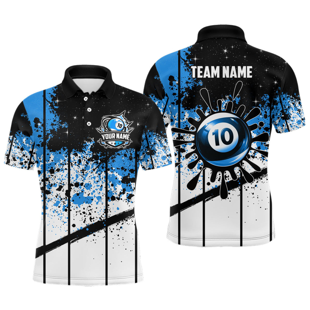Personalized Billiard 10 Ball Grunge Style Polo Shirt Men's Polo Shirt S-5XL