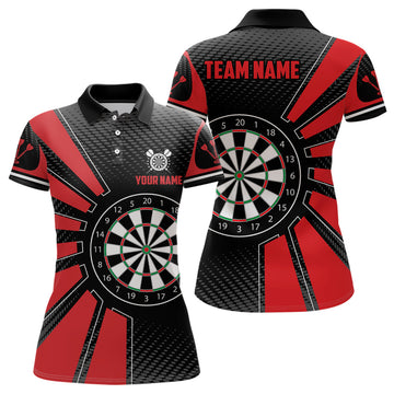 Custom Personalized Black Red Dartboard Darts Women's Polo Shirts S-5XL