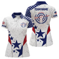 Custom Patriotic Grunge US Flag Archery Shirts for Women Women's Polo Shirts S-5XL