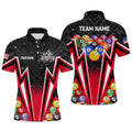 Personalized Red 3D 8 Ball Billiard Jersey Team League Men's Polo Shirt S-5XL