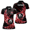 Custom 3D Red Frozen Ice Billiard Polo Shirt 8 Ball Pool Women's Polo Shirts S-5XL