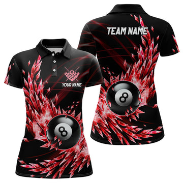 Custom 3D Red Frozen Ice Billiard Polo Shirt 8 Ball Pool Women's Polo Shirts S-5XL