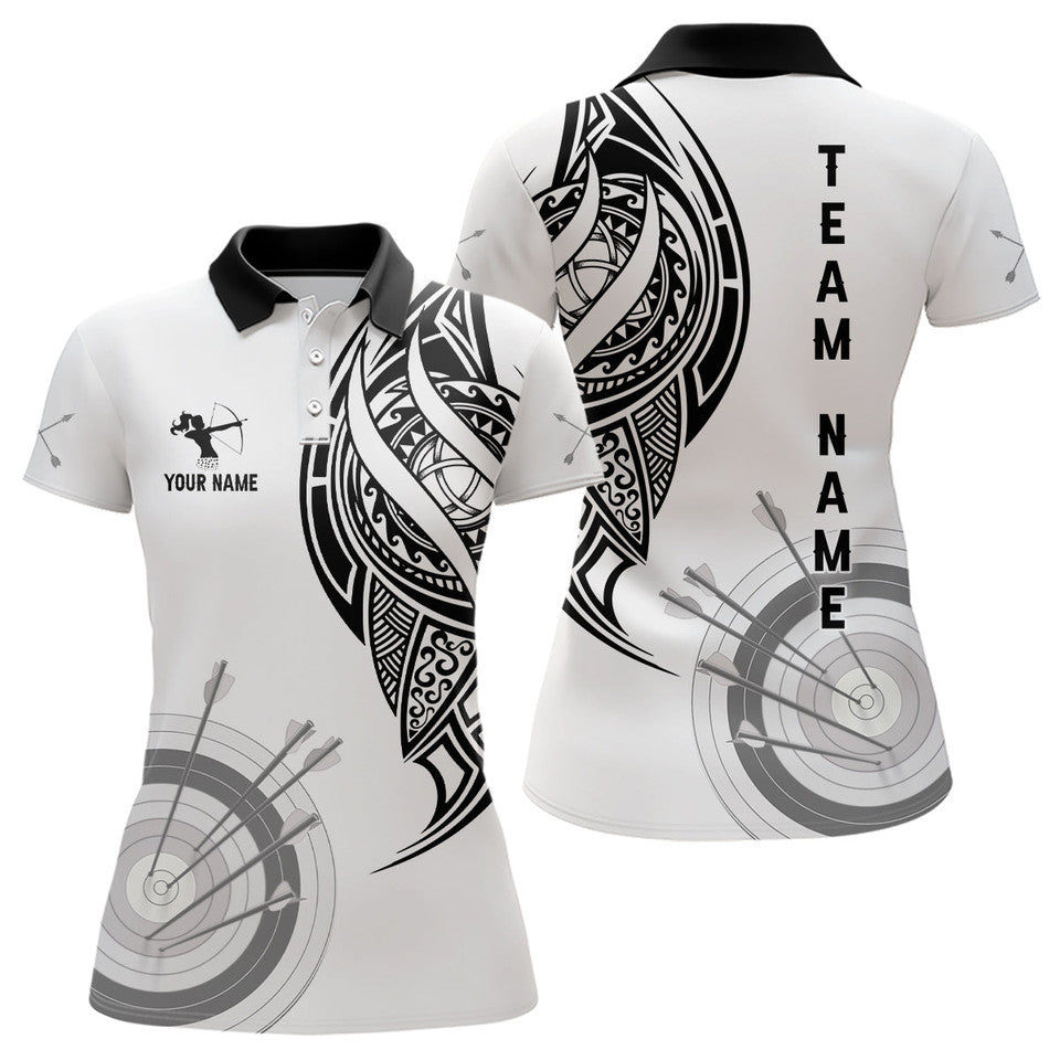 Custom Name Tribal Archery Team Shirt Design White Women's Polo Shirts S-5XL
