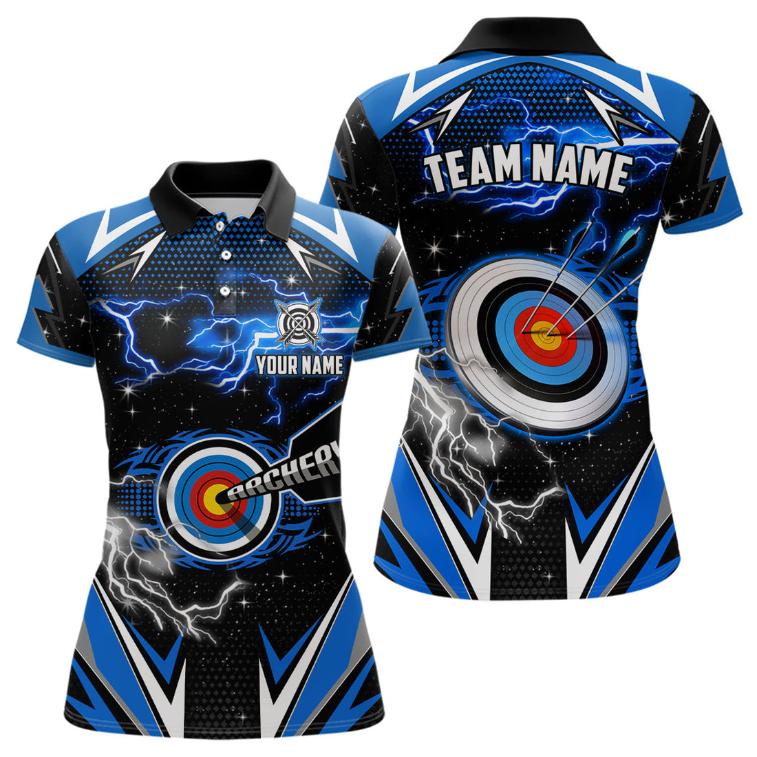 Custom Archery 3D Target Blue for Team League Women's Polo Shirts S-5XL