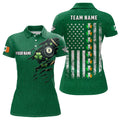 Custom St Patrick's Day American Flag Green Billiard Women's Polo Shirts S-5XL
