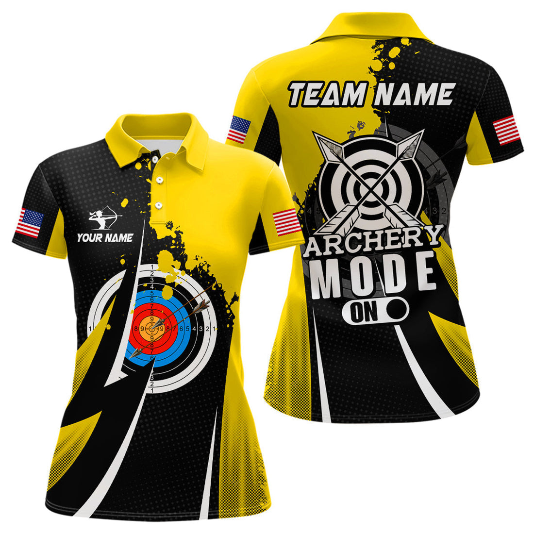Custom Yellow Archery Mode On Team Shirts Women's Polo Shirts S-5XL