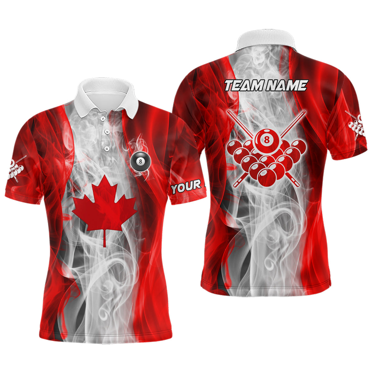 Personalized Billiard Smoke Canadian Flag Polo for Men Men's Polo Shirt