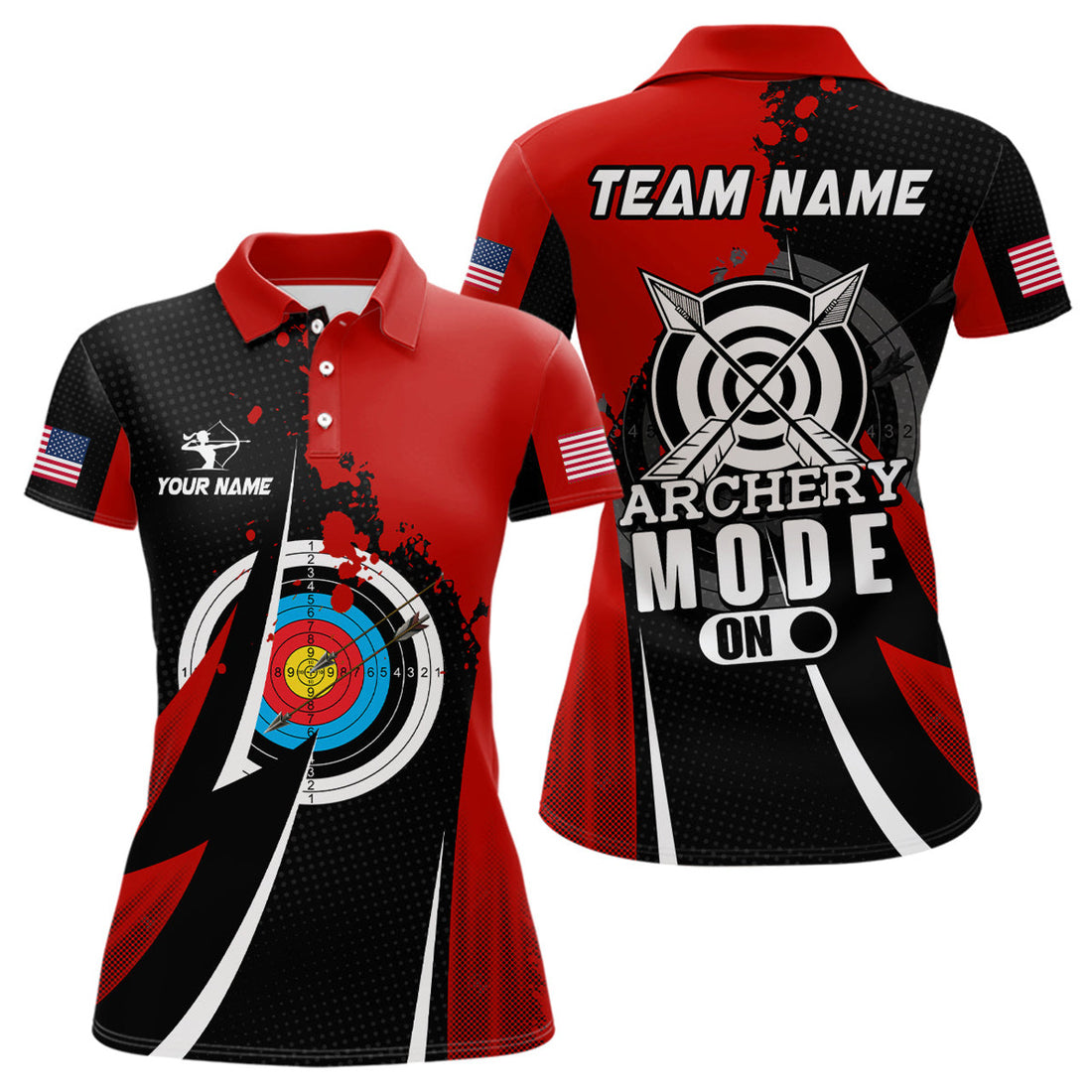 Custom Archery Mode On Red Team Jerseys Personalized Women's Polo Shirts S-5XL