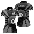 Custom Name Billiard 8 Ball Grey Team Shirt Design Women's Polo Shirts S-5XL