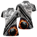 Custom Billiard Cue 8 Ball Pool Grunge Style Grey Top Women's Polo Shirts S-5XL