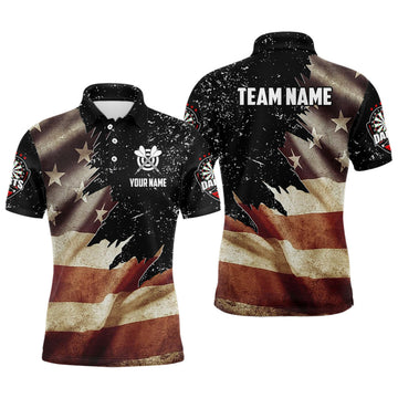 Personalized Retro American Flag Dart Polo Shirt for Men Men's Polo Shirt S-5XL