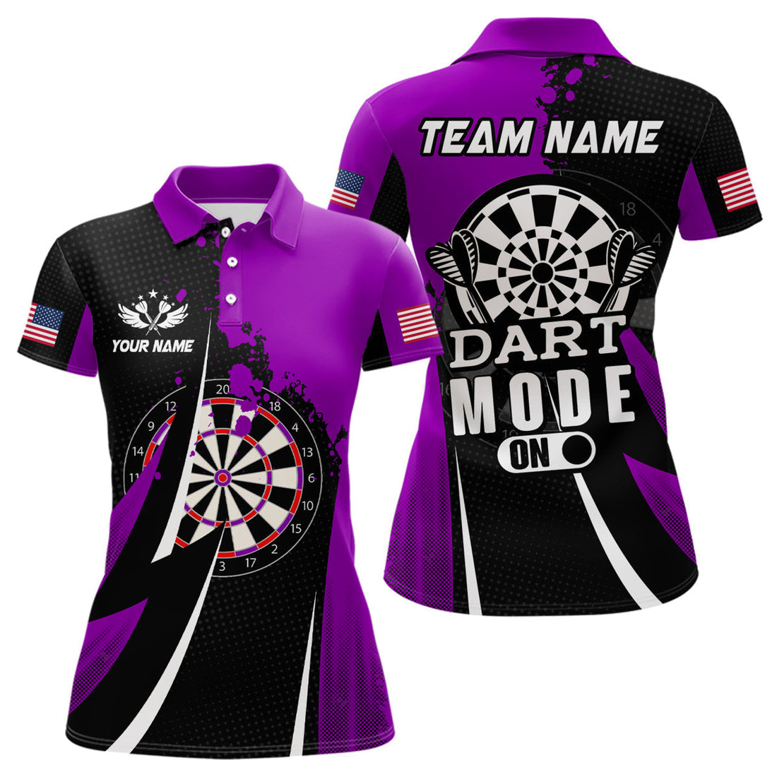 Custom Purple Dart Mode On Darts Dart Team Shirts Women's Polo Shirts S-5XL