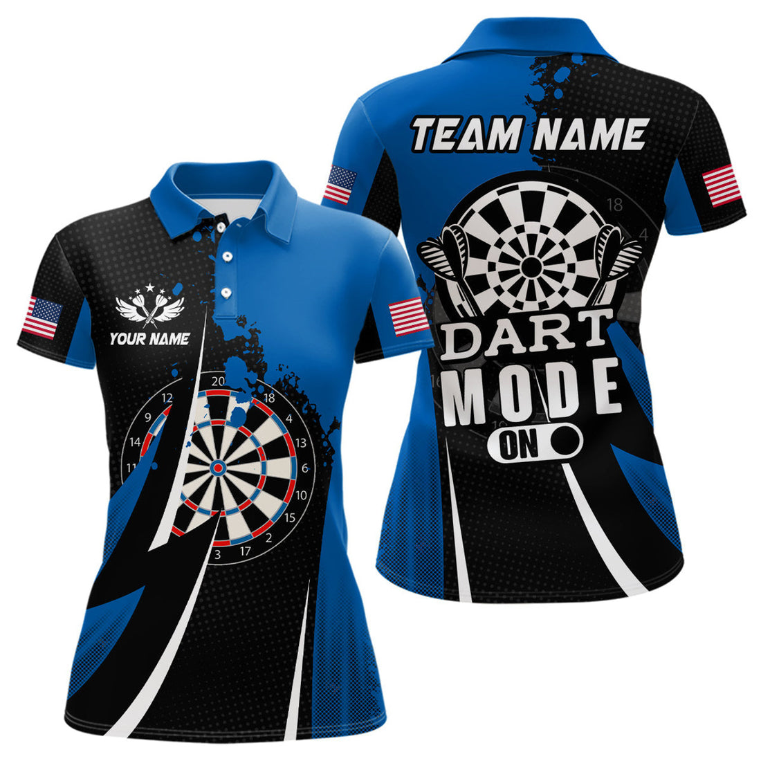 Custom Personalized Thunder Lightning Blue Dart For Women's Polo Shirts S-5XL