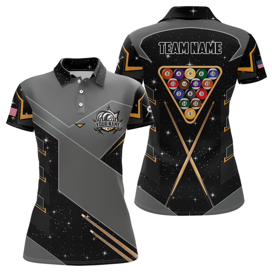Custom Personalized 8 Ball Billiards Attire for Women Women's Polo Shirts S-5XL