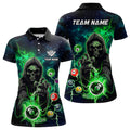 Custom Billiard Skeleton Green Team Shirt League Women's Polo Shirts S-5XL