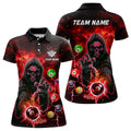 Custom Billiard Team Polo with Red Death Skeleton Design Women's Polo Shirts S-5XL