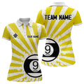 Custom Funny Grunge Yellow Billiard 9 Ball Pool Attire Women's Polo Shirts S-5XL