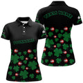 Custom Black Green 3D Billiard Balls and Clovers Full Print Women's Polo Shirts S-5XL