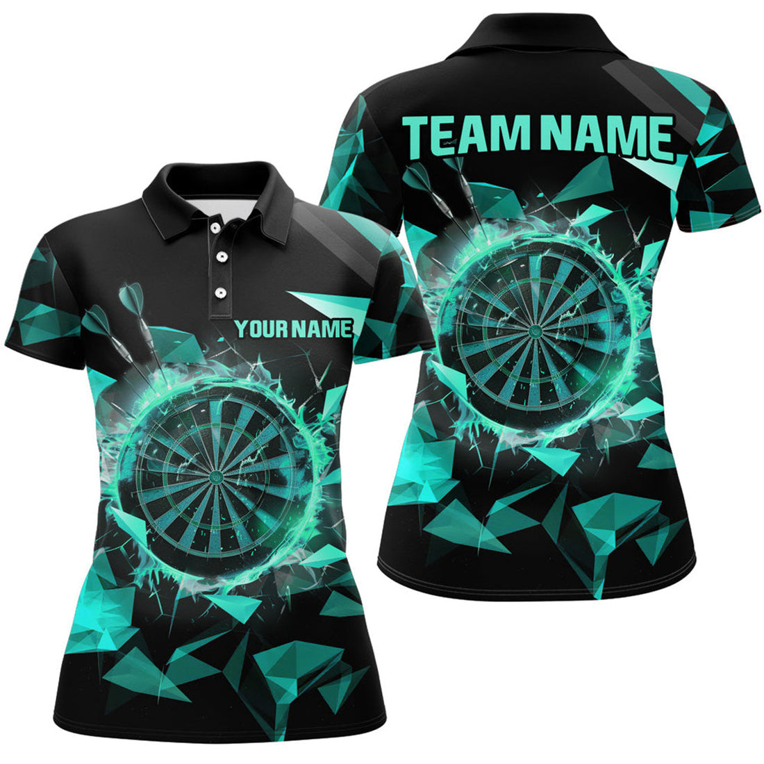 Custom Turquoise Darts Board 3D Printed Darts Team Women's Polo Shirts S-5XL
