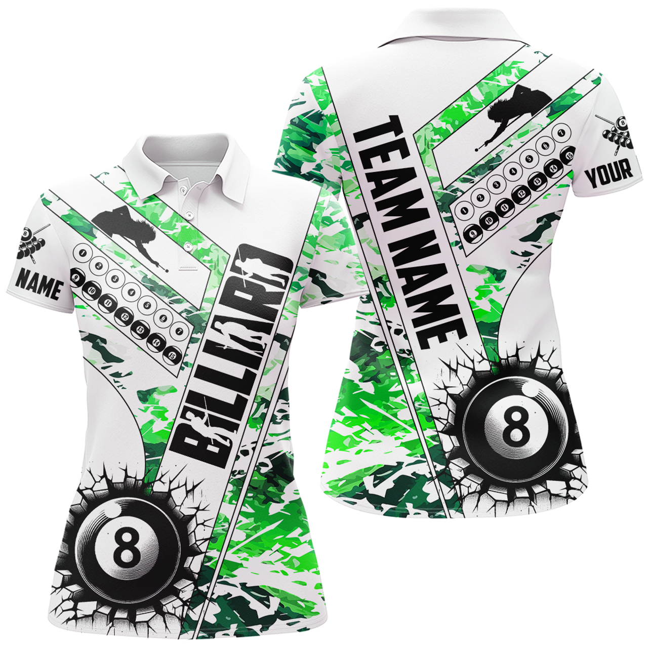 Custom Cracky Billiard 8 Ball Pool Team League Shirts Women's Polo Shirts S-5XL