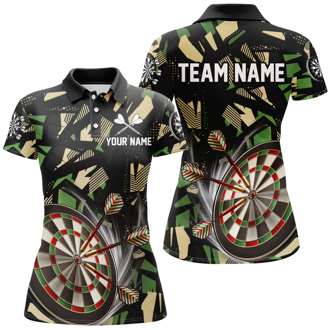 Customized 3D Jungle Camo Darts Shirts Women's Polo Shirts S-5XL