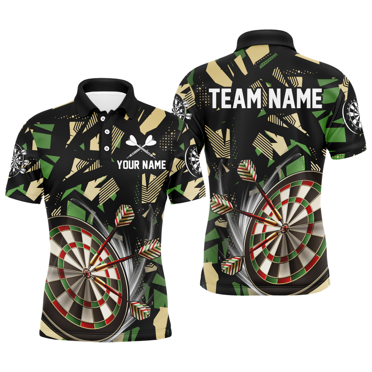 Customized 3D Darts Board Jungle Camo Darts Polo Shirt S-5XL Men's Polo Shirt
