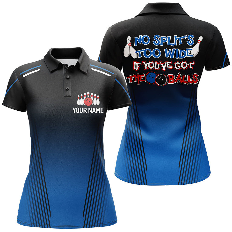 Custom Blue Bowling Polo Shirt with Name No Split Too Wide Women's Polo Shirts S-5XL