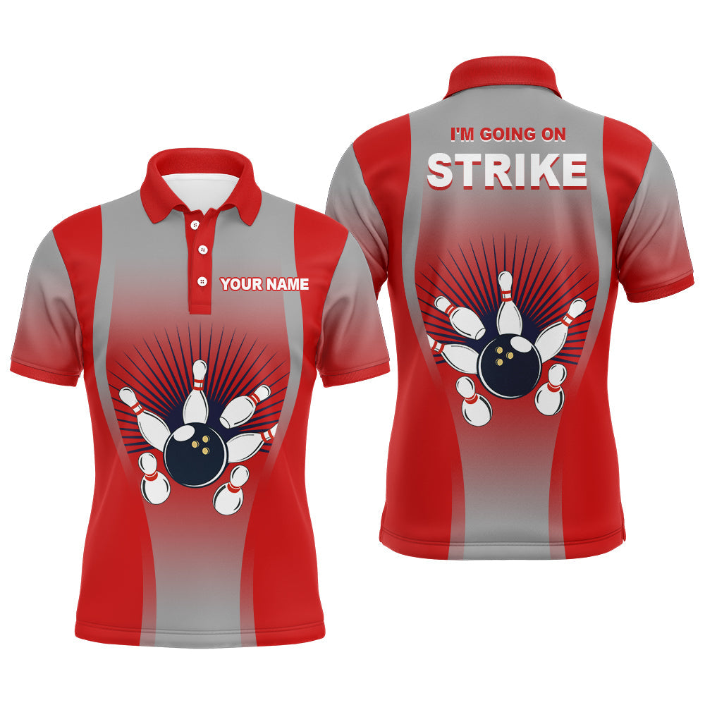I'm Going on Strike Bowling Personalized Red Bowlers Men's Polo Shirt