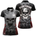 Custom Name Skull Bowling Shirt For Women Team Uniform Women's Polo Shirts S-5XL
