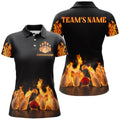 Custom Fire Flame Bowling Shirt with Name for Ladies Women's Polo Shirts S-5XL