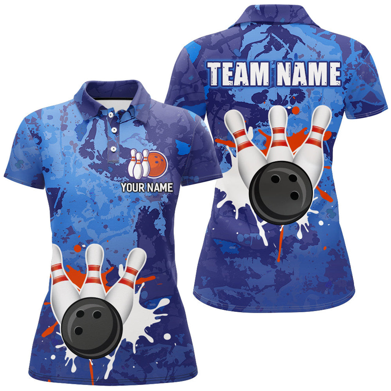 Custom Personalized Bowling Team for League Uniform Women's Polo Shirts S-5XL