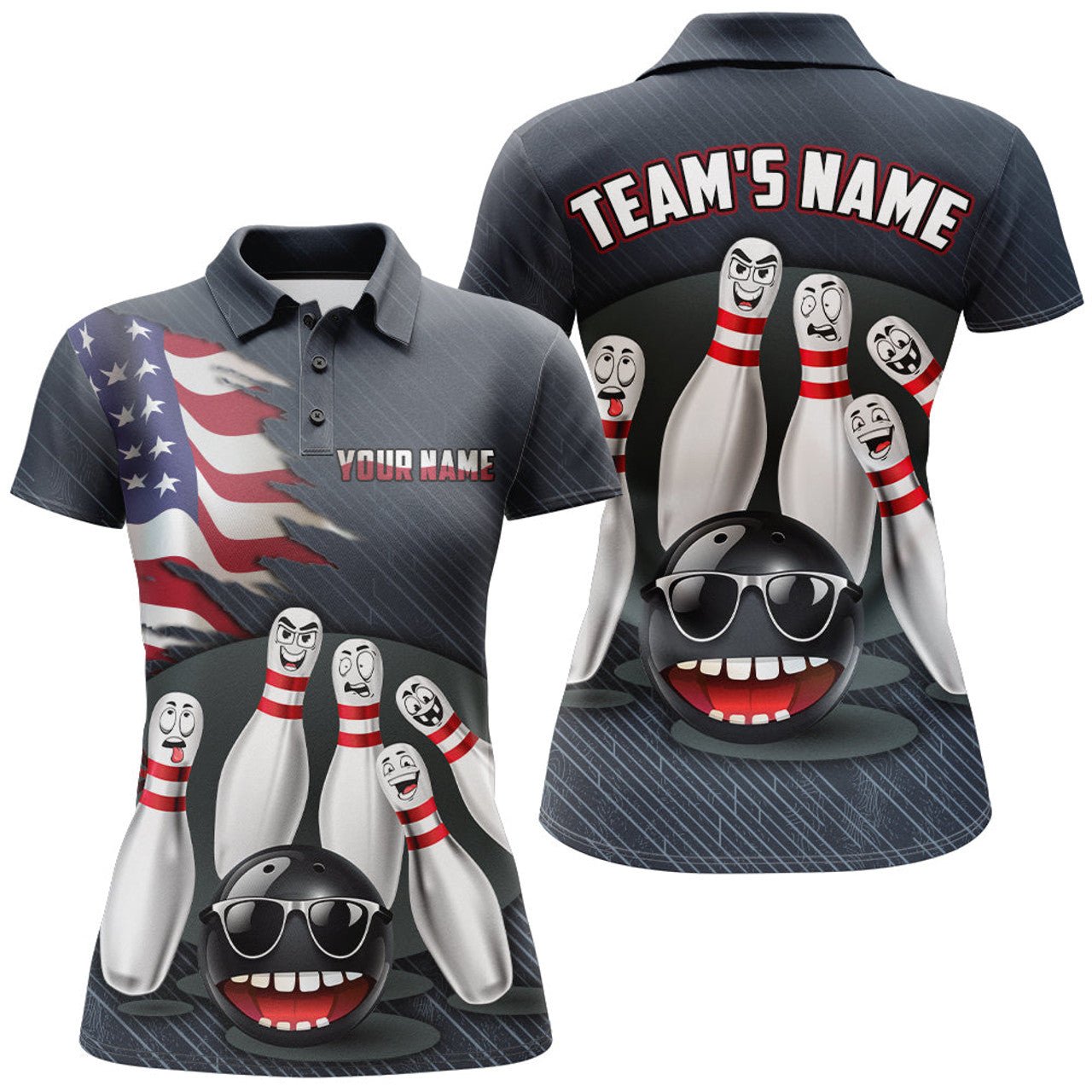 Custom American Bowling for Bowling Team Women's Polo Shirts S-5XL