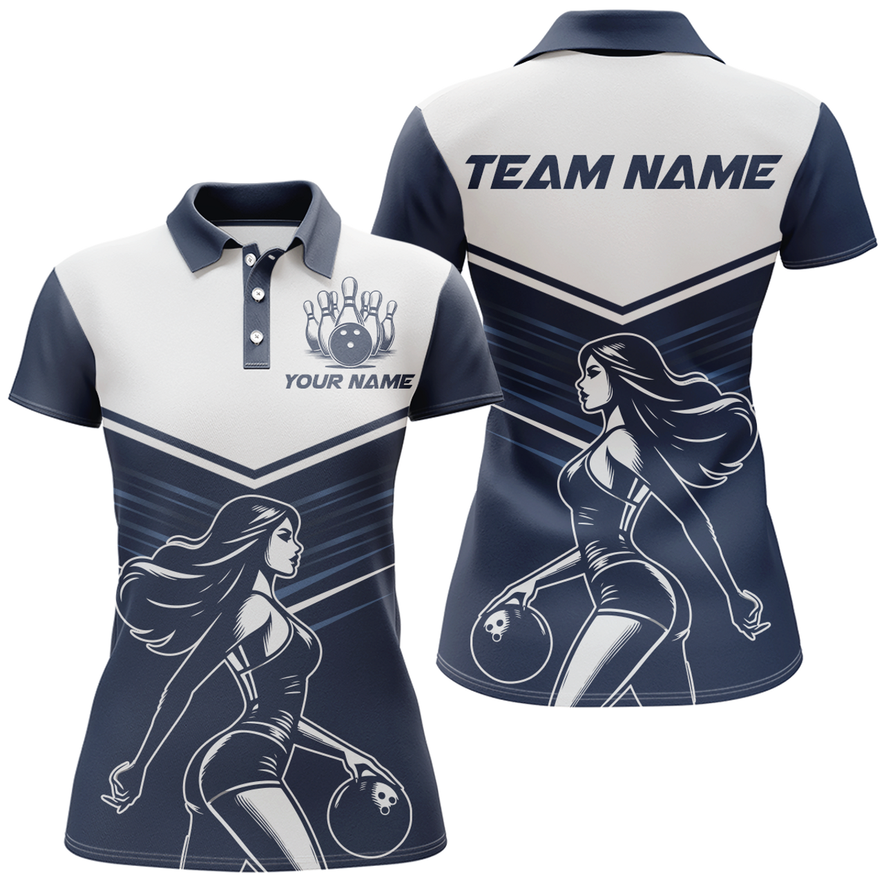 Custom Bowling Team Shirt for Perfect for League Play Women's Polo Shirts S-5XL