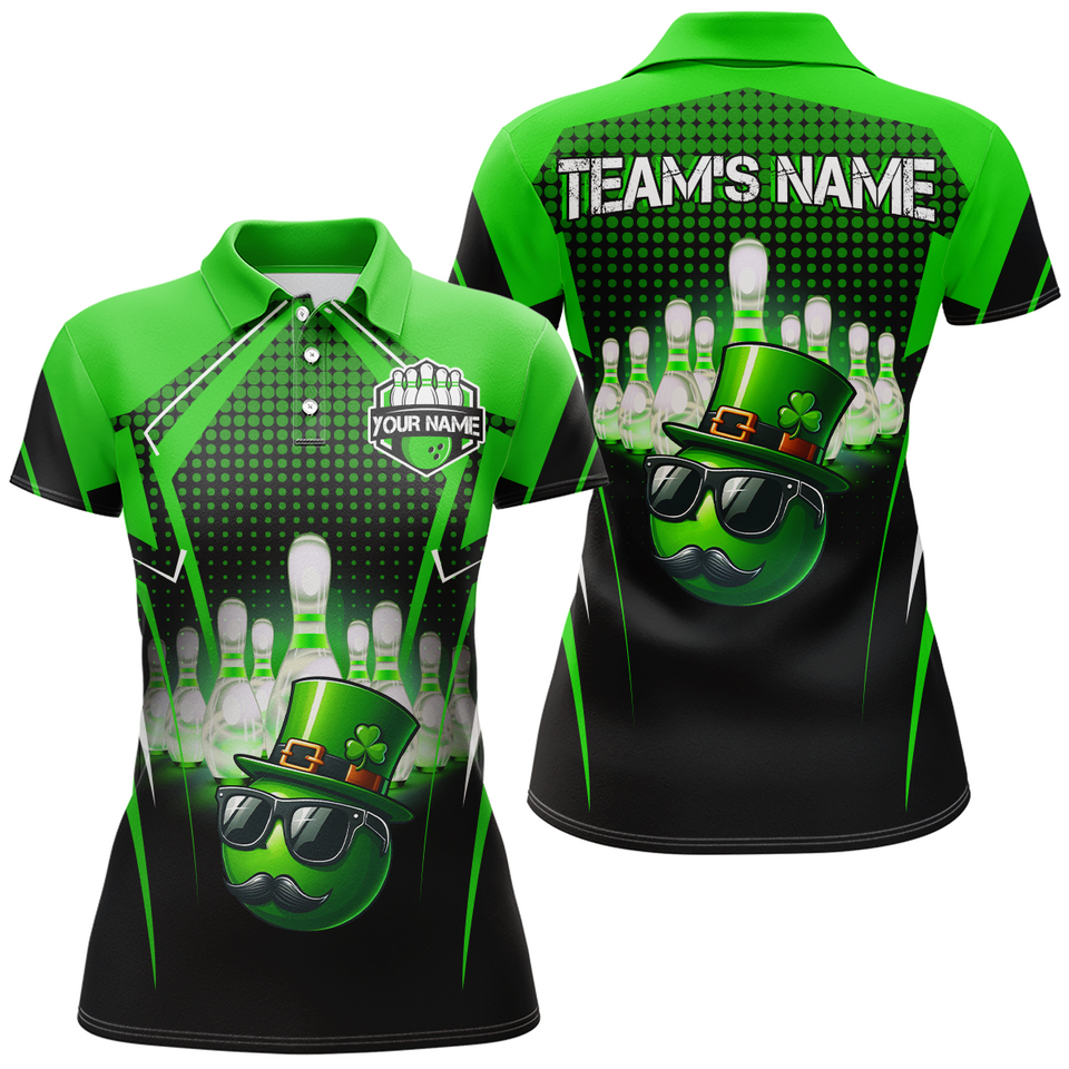Custom Lucky Bowling for Green Team St. Patrick's Day Women's Polo Shirts S-5XL