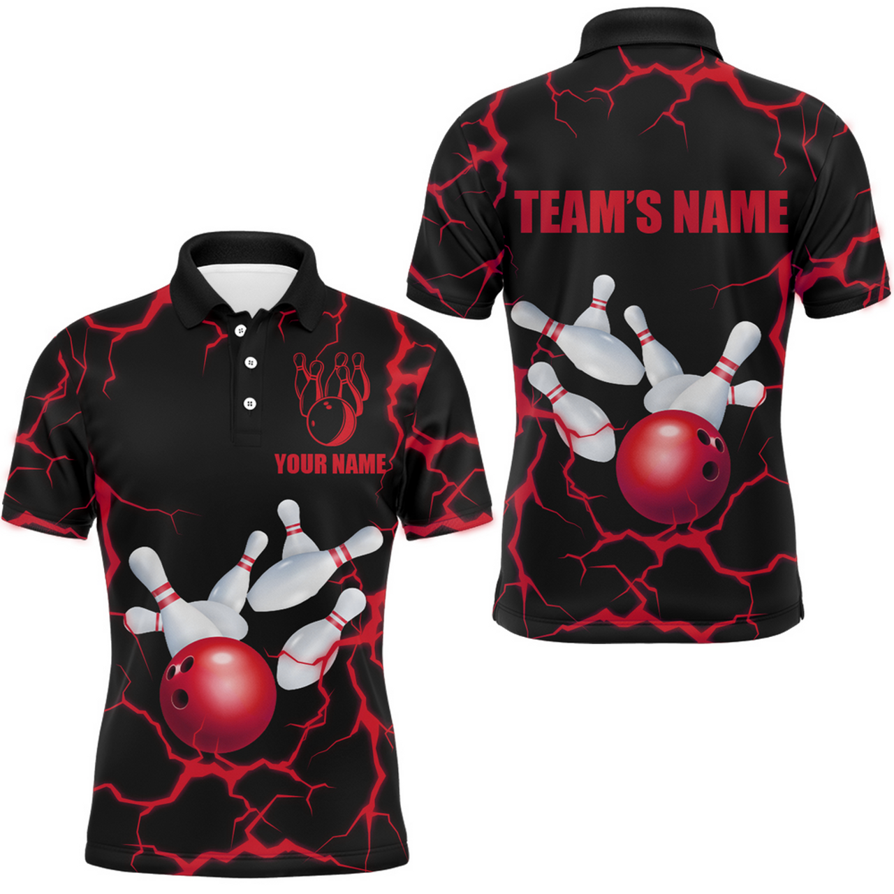 Custom American Bowling Thunder 3D Shirt Gift for Bowler Men's Polo Shirt S-5XL
