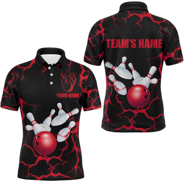 Custom American Bowling Thunder 3D Shirt Gift for Bowler Men's Polo Shirt S-5XL